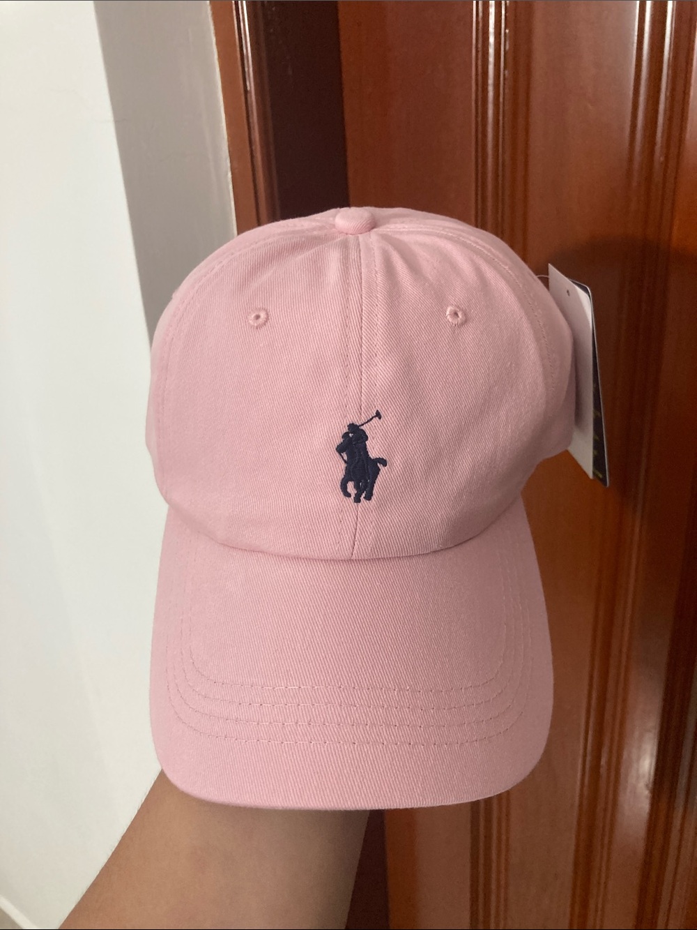 Polo by Ralph Lauren Pink Baseball Cap with Navy Logo